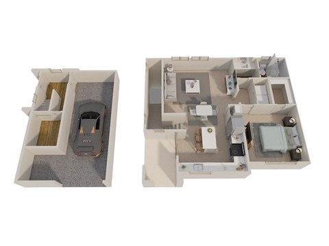 Floor plan for 1 bed, 1 bath, 852 sqft